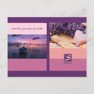 Solnedgång Färg Palette Rand Photo Monogram Vykort
