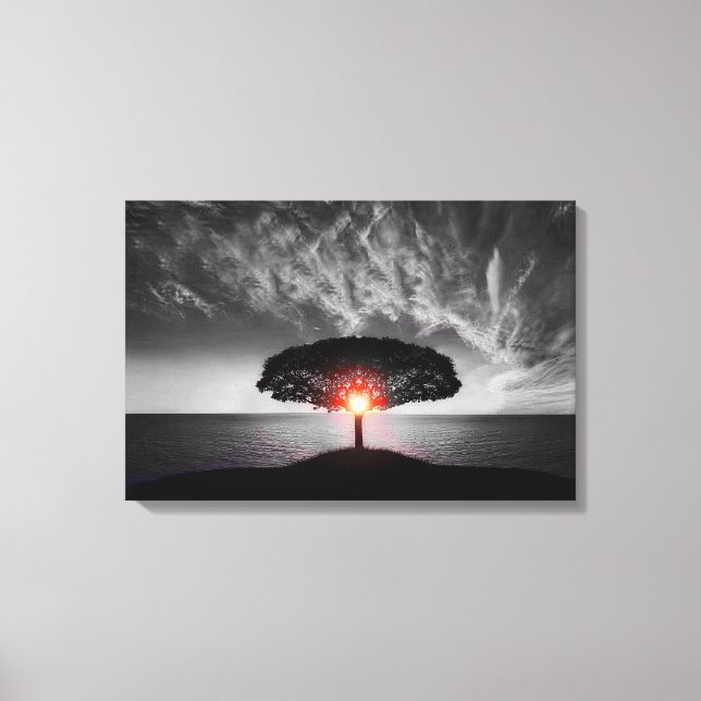 Solnedgång: Färg Stänk Canvastryck (Framsida)