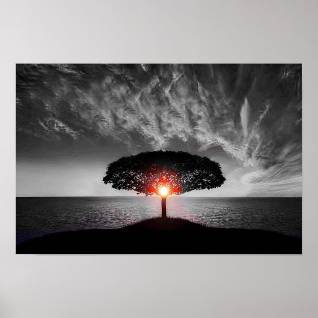 Solnedgång: Färg Stänk Poster (Framsidan)