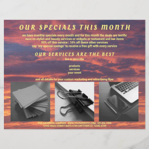 Solnedgång Färgfläckar Skapar ditt eget 3-foto Reklamblad