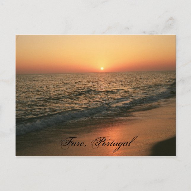 Solnedgång: Faro Portugal Vykort (Framsida)