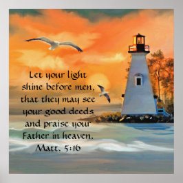 Solnedgång/Fiskmåsar Bible Verse Poster
