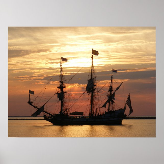 Solnedgång, flaggskepp Poster (Framsidan)