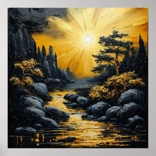 🌄 Solnedgång Flod Väggdekor För Naturälskare Hem Poster