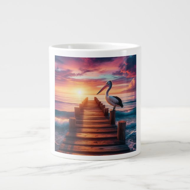Solnedgång för nautiska/kust-/strandpersika jumbo mugg (Framsidan)