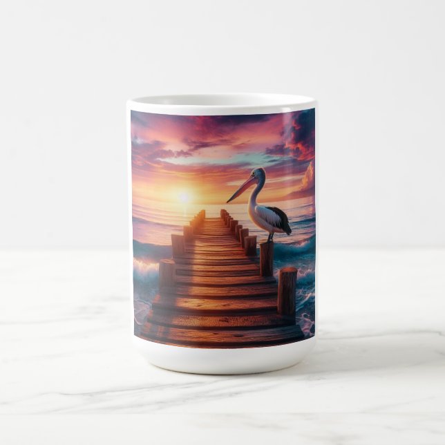 Solnedgång för nautiska/kust-/strandpersika kaffemugg (Center)
