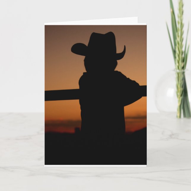Solnedgång för Notecard 'Lil CowboySilhouette Kort (Framsida)