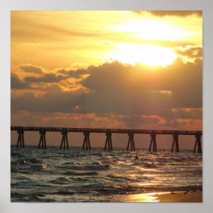 Solnedgång för Panama City strandpir Poster