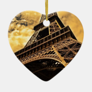Solnedgång för Paris frankrikeEiffel torn Julgransprydnad Keramik