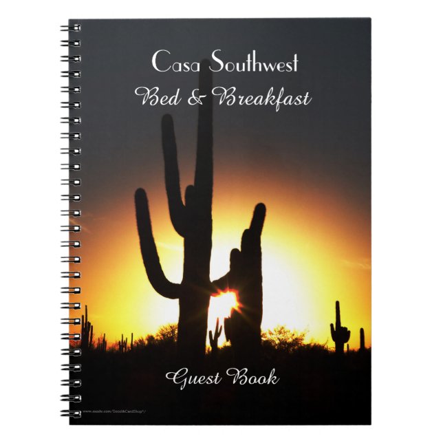 Solnedgång för Saguaro för säng- & för frukost B&B Anteckningsbok (Framsidan)