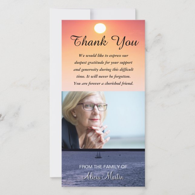 Solnedgång för segelbåt för tack för fotosympati (Framsida)