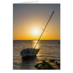 Solnedgång för segelbåtsfartyg Bukt Breeze Card Hälsningskort