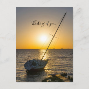 Solnedgång för segelbåtsfartyg Bukt Breeze-tanknin Vykort