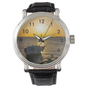 Solnedgång för segelbåtsfartyg Bukt Breeze Wrist W Armbandsur