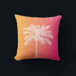 Solnedgång för Tropiska vita handflatan träd Kudde<br><div class="desc">Sommarskuggor och tropiska minnen med denna färgstarka handflatan träd-design med rosa och gult solnedgång.</div>