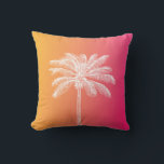 Solnedgång för Tropiska vita handflatan träd Kudde<br><div class="desc">Sommarskuggor och tropiska minnen med denna färgstarka handflatan träd-design med rosa och gult solnedgång.</div>