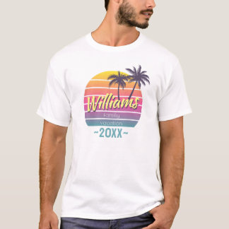 Solnedgång för Vintagen Handflatan Träd T Shirt