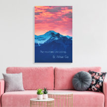 Solnedgång fotodecor över berg med citat