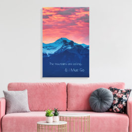 Solnedgång fotodecor över berg med citat canvastryck