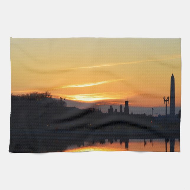 Solnedgång från Huvudstad Backe. Kökshandduk (Horisontell)