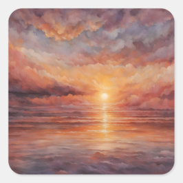 Solnedgång Fyrkantigt Klistermärke