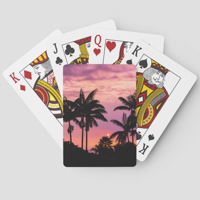 Solnedgång genom Handflatan Träd Casinokort (Baksidan)
