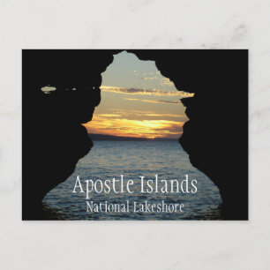 Solnedgång genom Keyhole Arch, Apostle Islands Vykort
