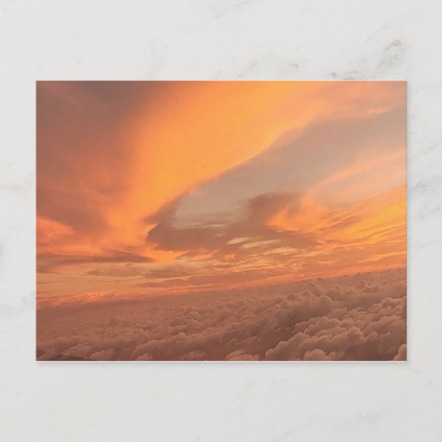 solnedgång genom molnen vykort (Framsida)