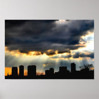 Solnedgång genom stormen poster