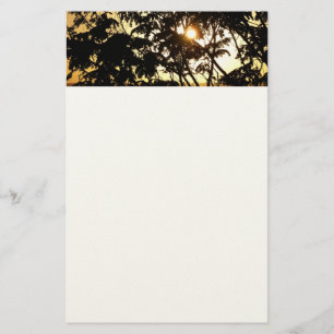 Solnedgång genom Träd I Tropiskt fotografi Brevpapper
