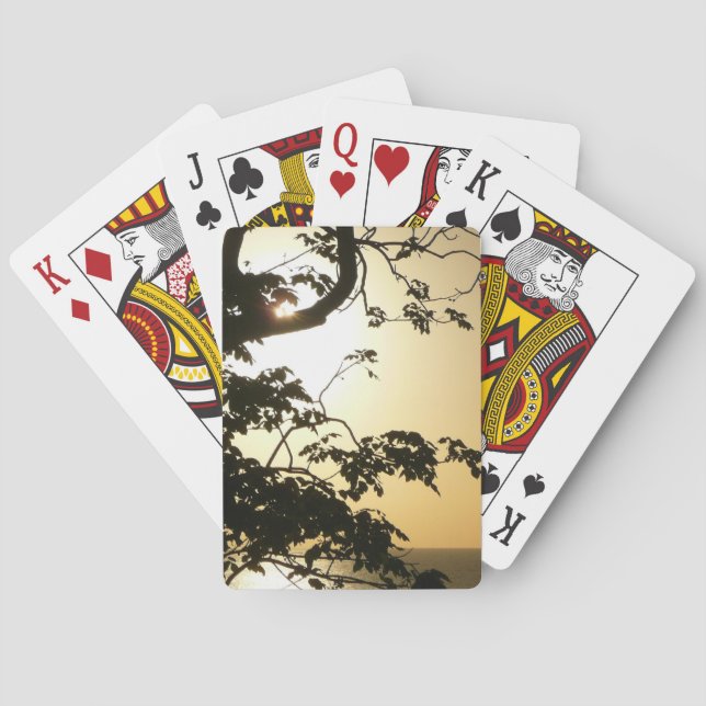 Solnedgång genom Träd II Tropiskt fotografi Casinokort (Baksidan)