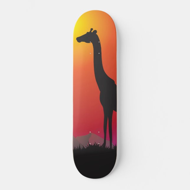 Solnedgång Giraffe Theter Skateboard (Framsida)