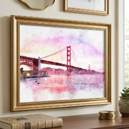 Solnedgång Golden Gate Bridge Pastell i San Franci Fototryck