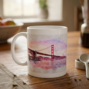 Solnedgång Golden Gate Bridge Pastell i San Franci Kaffemugg