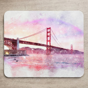 Solnedgång Golden Gate Bridge Pastell i San Franci Musmatta