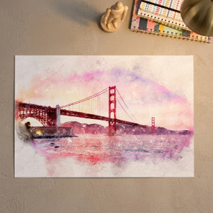Solnedgång Golden Gate Bridge Pastell i San Franci Poster