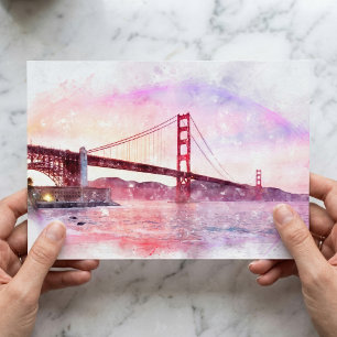 Solnedgång Golden Gate Bridge Pastell i San Franci Vykort