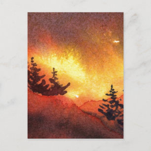 "Solnedgång Gräs #5" vykort för Land-vägar