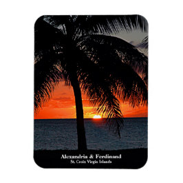 Solnedgång Handflatan Träd Ocean Beach Personalize Magnet