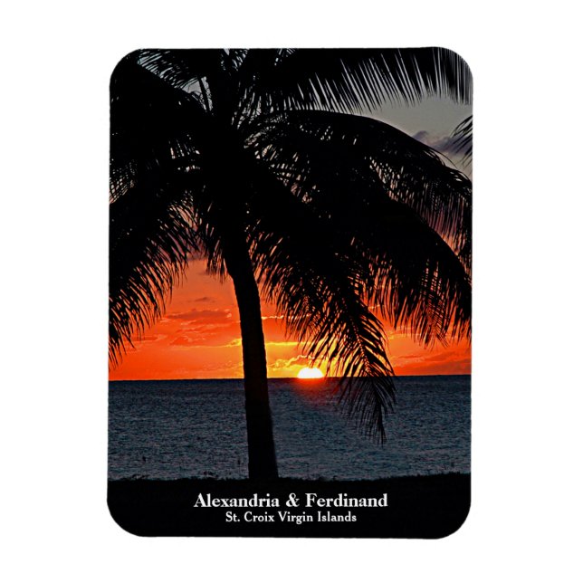 Solnedgång Handflatan Träd Ocean Beach Personalize Magnet (Vertikal)
