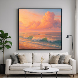 Solnedgång Hav Moln - Pastell Målning Stil Poster