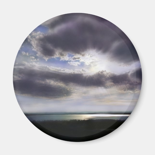 Solnedgång, havsmålning av lakeshore-skyltiner magnet (Framsidan)