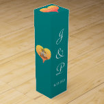Solnedgång Heart Teal Grönt Bröllop Vin Box Presentask För Vinflaska<br><div class="desc">Romantiska hjärtan med solnedgång i gyllene gultens orange till rosa hues och boxsidorna med ordalydelsen, herr och fru innanför hjärtan. Söt teal grönt bröllop vin är favoritboxar. Anpassa med Bride and Grooms First Namn Monogrammed Initialer och Bröllop Date i vit text på framsidan av lådan. I övre delen av rutan...</div>