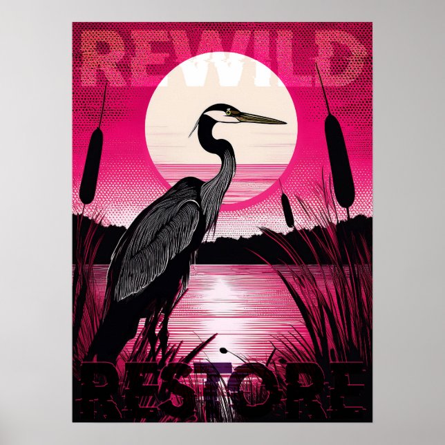 Solnedgång Heron/Reild & Restore Poster (Framsidan)