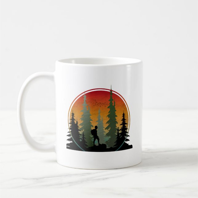 Solnedgång Hiking Natature Forest Kaffemugg (Vänster)