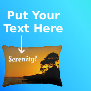 Solnedgång, Himlar Black Silhouette Träd Photo Tex Prydnadskudde