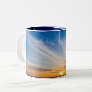 Solnedgång Himlar Clouds Blue Två-Tonad Mugg