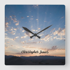 Solnedgång Himmel Personlig Fyrkantig Klocka