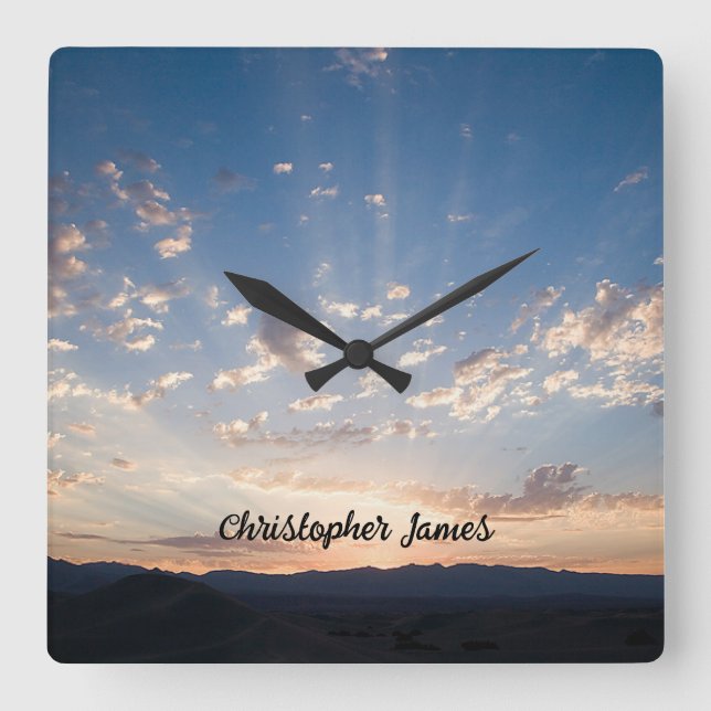 Solnedgång Himmel Personlig Fyrkantig Klocka (Framsida)