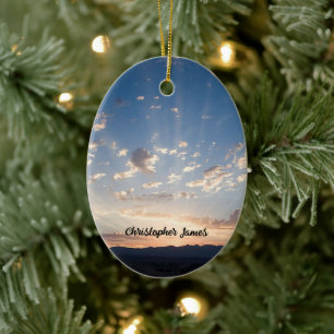 Solnedgång Himmel Personlig Julgransprydnad Keramik